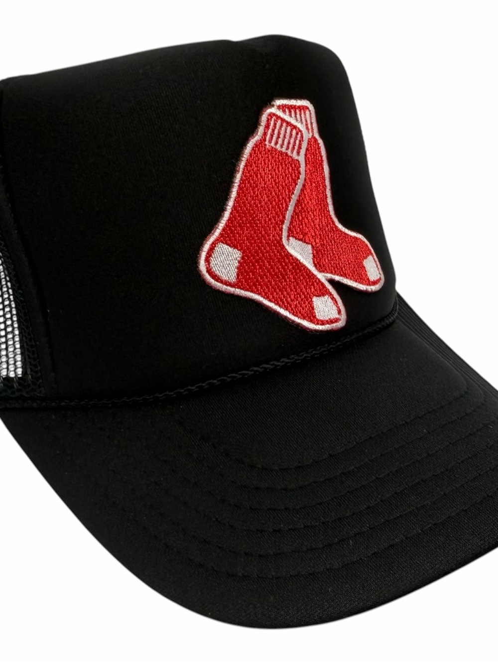 NEW BOSTON RED SOX VINTAGE BLACK MESH TRUCKER HAT CAP TRENDY BASEBALL